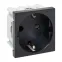 Розетка 45х45 с зазем., с защ. шторками, 90 градусов, черная, матовая EKF
