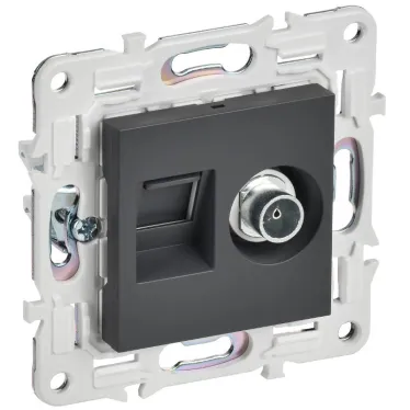 SKANDY Розетка двойная TV+RJ45 кат.6E SK-A15T титан IEK