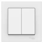 Выключатель двухклавишный ATLASDESIGN схема 5 10АХ в сборе белый