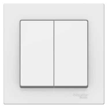Выключатель двухклавишный ATLASDESIGN схема 5 10АХ в сборе белый