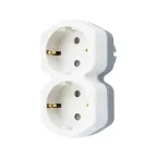 Двойник электрический 16 А с заземлением и защитными шторками, белый