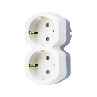 Двойник электрический 16 А с заземлением и защитными шторками, белый