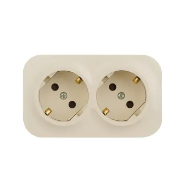Quteo розетка двойная с заземлением с защитными шторками - 16 A - 250 В IP 20 - Слоновая кость