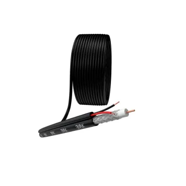 Кабель для аналогового видеонаблюдения ЭРА KK-0.5-PE ККСП-2x0.5 мм. бухта 200 метров. чёрный