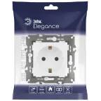 Розетка 2P+E Schuko со шторками, 16А-250В, Эра Elegance, белый, 14-2102-01