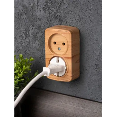 Розетка 2-местная ОП Минск 10А без заземления светлое дерево