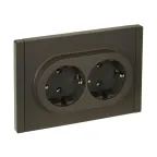 FORTE@PIANO Розетка 2-местная с заземлением без защитных шторок безвинтовое крепление 16А FP324 серый IEK