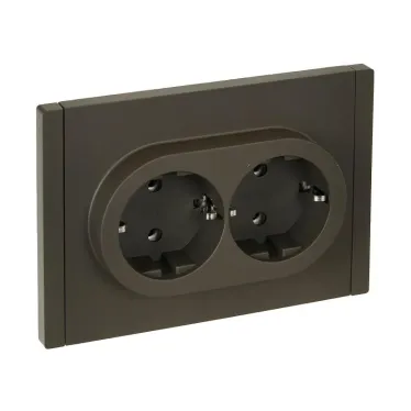 FORTE@PIANO Розетка 2-местная с заземлением без защитных шторок безвинтовое крепление 16А FP324 серый IEK