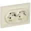 BRITE Розетка двойная с заземлением без защитных шторок 16А в сборе РС12-3-БрКр бежевый