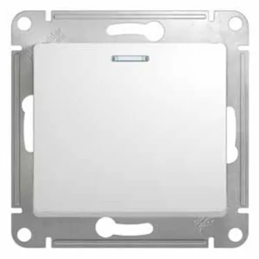 Выключатель одноклавишный, с подсветкой, в рамку, схема 1а, белый