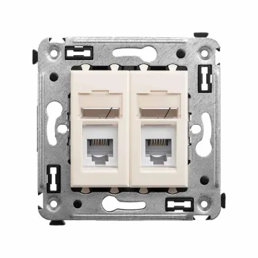 Avanti Розетка телефонная в стену двойная, ''Ванильная дымка''