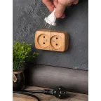 Розетка 2-местная ОП Минск 10А без заземления светлое дерево