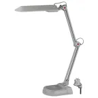 Светильник настольный с лампой PL на струбцине и с основанием серый NL-202-G23-11W-GY