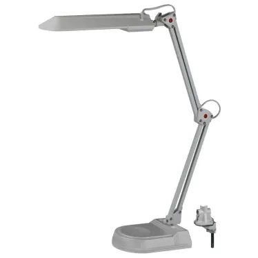 Светильник настольный с лампой PL на струбцине и с основанием серый NL-202-G23-11W-GY