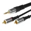 Аудио кабель 3.5 мм - 2 RCA, 3 м, GOLD-металл