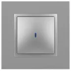 Выключатель с подсветкой, 10АХ-250В, Эра Elegance, алюминий,14-1102-03