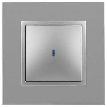 Выключатель с подсветкой, 10АХ-250В, Эра Elegance, алюминий,14-1102-03
