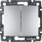 VALENA Выключатель двухклавишный в рамку алюминий