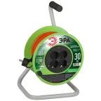 Удлинитель силовой RP-4e-3х1.0-30m на пластиковой катушке c заземлением 4 розетки 30м ПВС 3х1мм2