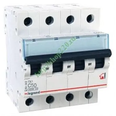 Выключатель автоматический четырехполюсный 63А C TX3 6кА