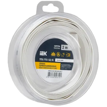 Трубка термоусадочная ТТУ нг-LS 12/6 белая (2м/упак) IEK