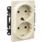 Valena LIFE Розетка силовая двойная 2х2К+З 16А 250В с лицевой панелью безвинтовые зажимы слоновая кость