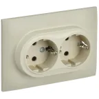 SKANDY Розетка 2-местная с заземлением с защитными шторками 16А в сборе SK-R07B бежевый IEK