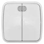 Выключатель Минск двухклавишный ОП 10А с индикатором белый