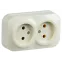 GLORY Розетка двухместная наружная без заземления кремовая