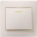 КВАРТА Выключатель одноклавишный скрытый бежевый с индикацией в сборе