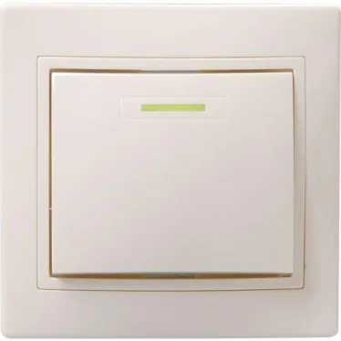 КВАРТА Выключатель одноклавишный скрытый бежевый с индикацией в сборе