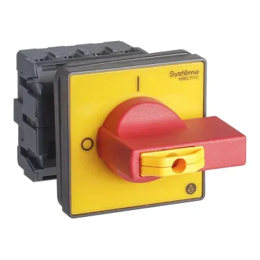 ВЫКЛЮЧАТЕЛЬ-РАЗЪЕДИНИТЕЛЬ 4P 32A IP20 С КРАСНОЙ РУКОЯТКОЙ НА ДВЕРЦУ 4 ВИНТА 1 ЗАМОК