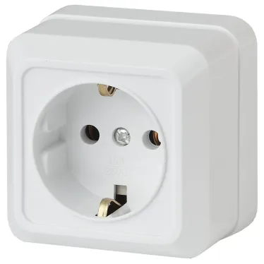 2Э-202-01 Intro Розетка 2P+E Schuko, 16А-250В, ОУ, б.м.п., Quadro, белый | Б0038841 | Intro