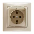 VALENA Розетка с заземлением с крышкой в рамку слоновая кость