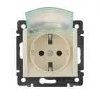 VALENA Розетка с заземлением со шторками с крышкой в рамку слоновая кость