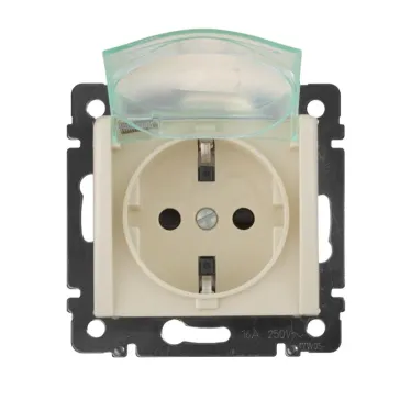 VALENA Розетка с заземлением со шторками с крышкой в рамку слоновая кость