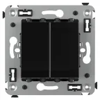 Avanti Выключатель двухклавишный в стену, Черный квадрат