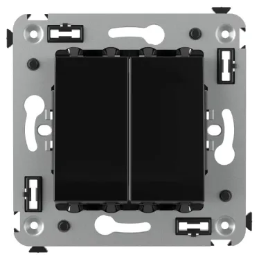 Avanti Выключатель двухклавишный в стену, Черный квадрат