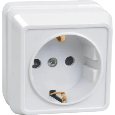 ОКТАВА Розетка наружная с заземлением белая