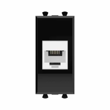 Avanti Телефонная розетка RJ-12 без шторки модульная Черный квадрат 1 модуль