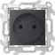 Розетка 2К с защитными шторками, графит