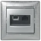 VALENA Розетка телефонная+компьютерная R11+RJ45 категория 6 UTP алюминий