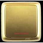 Выключатель одноклавишный наружный с изоляционной пластиной с индикацией золото 10А