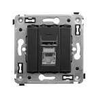 Компьютерная розетка RJ-45 в стену, кат.5e одинарнаяэкранированная,''Avanti'', ''Черный матовый''