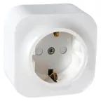 Quteo Розетка с заземлением со шторками наружная белая