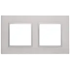 Рамка на 2 поста, металл, Эра Elegance, алюминий+алюм, 14-5202-03