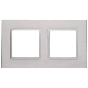 Рамка на 2 поста, металл, Эра Elegance, алюминий+алюм, 14-5202-03