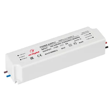 Блок питания ARPV-LV12060-A (12V, 5.0A, 60W) (, IP67 Пластик, 3 года)