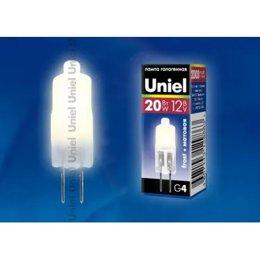 Лампа галогенная матоваякапсульная 12 В 20 Вт цоколь G4 Картонная коробка JC-12/20/G4 FR