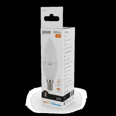 Лампа светодиодная LED 12 Вт 880 лм 3000К свеча теплый E14 AC 220В Elementary Gauss